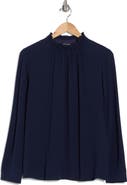 Eileen Fisher Gathered High Neck Silk Top