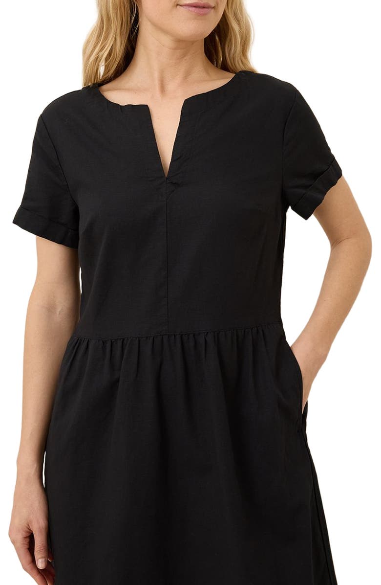 Pact Canopy Linen Notch Neck Dress Made with Organic Cotton, Alternate, color, Black