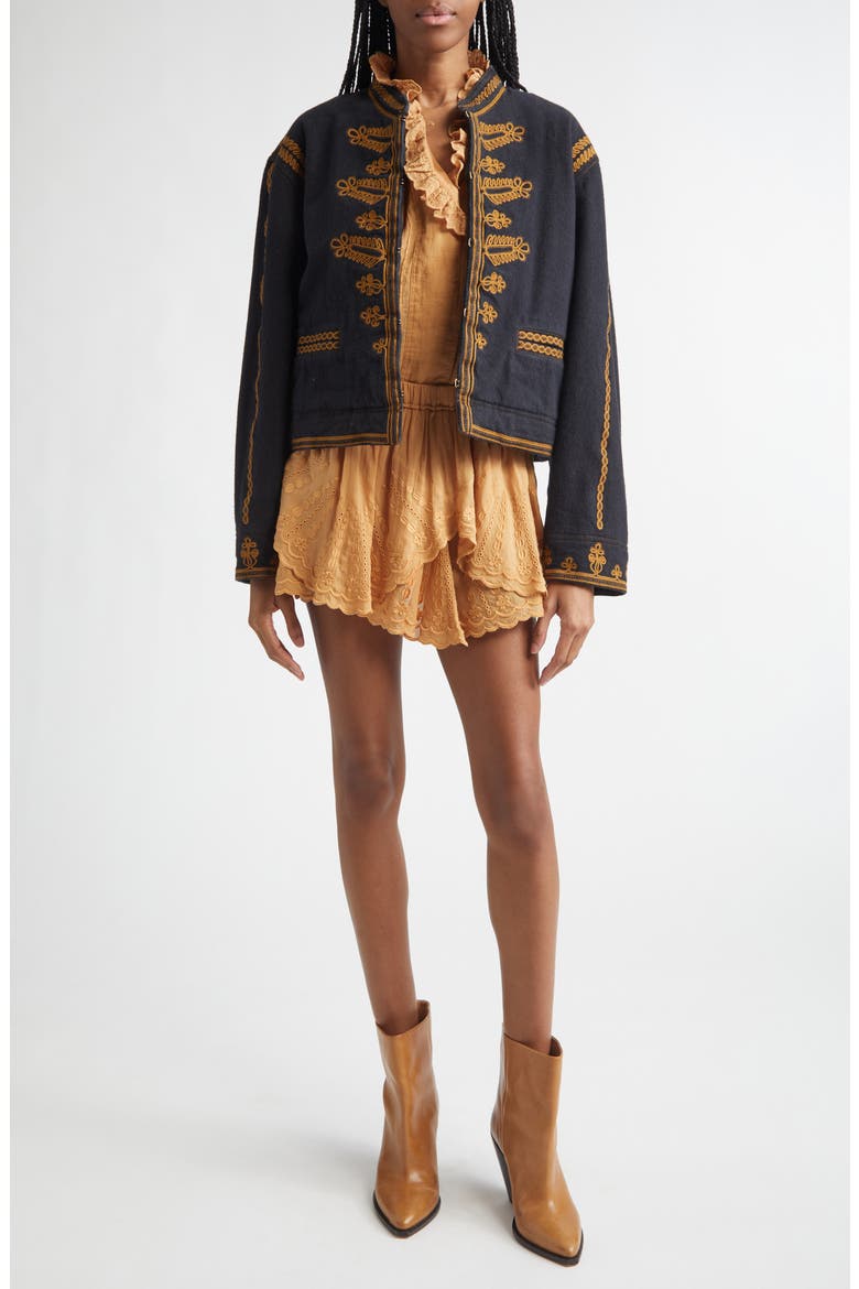 Jocadia Ruffle Cotton Miniskort, Alternate, color, CARAMEL