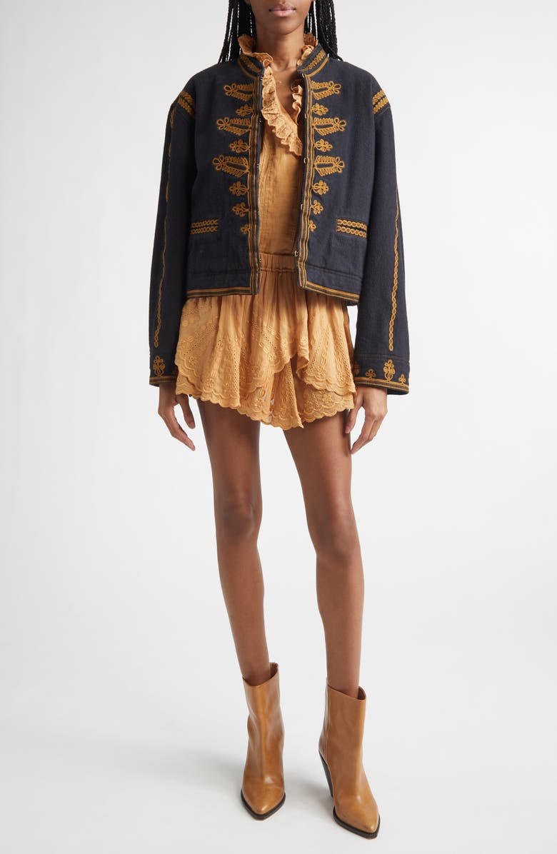 Isabel Marant Étoile Jocadia Ruffle Cotton Miniskort, Alternate, color, Caramel