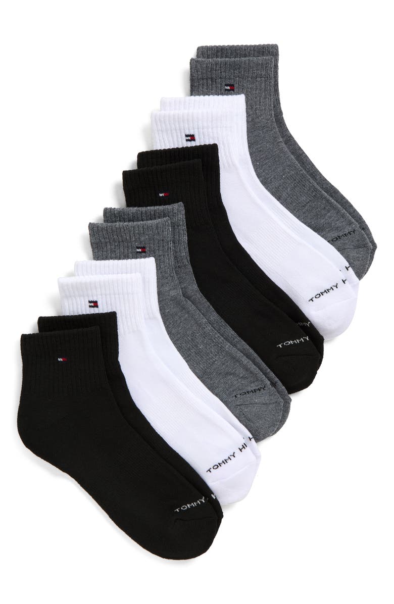 Tommy Hilfiger 6-Pack Athletic Quarter Length Socks, Main, color, Grey Assorted