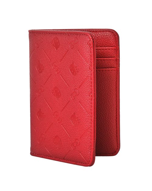 Hello Kitty Embossed Passport Holder In Red