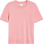 Caslon® Short Sleeve Merino Wool Blend Sweater Top