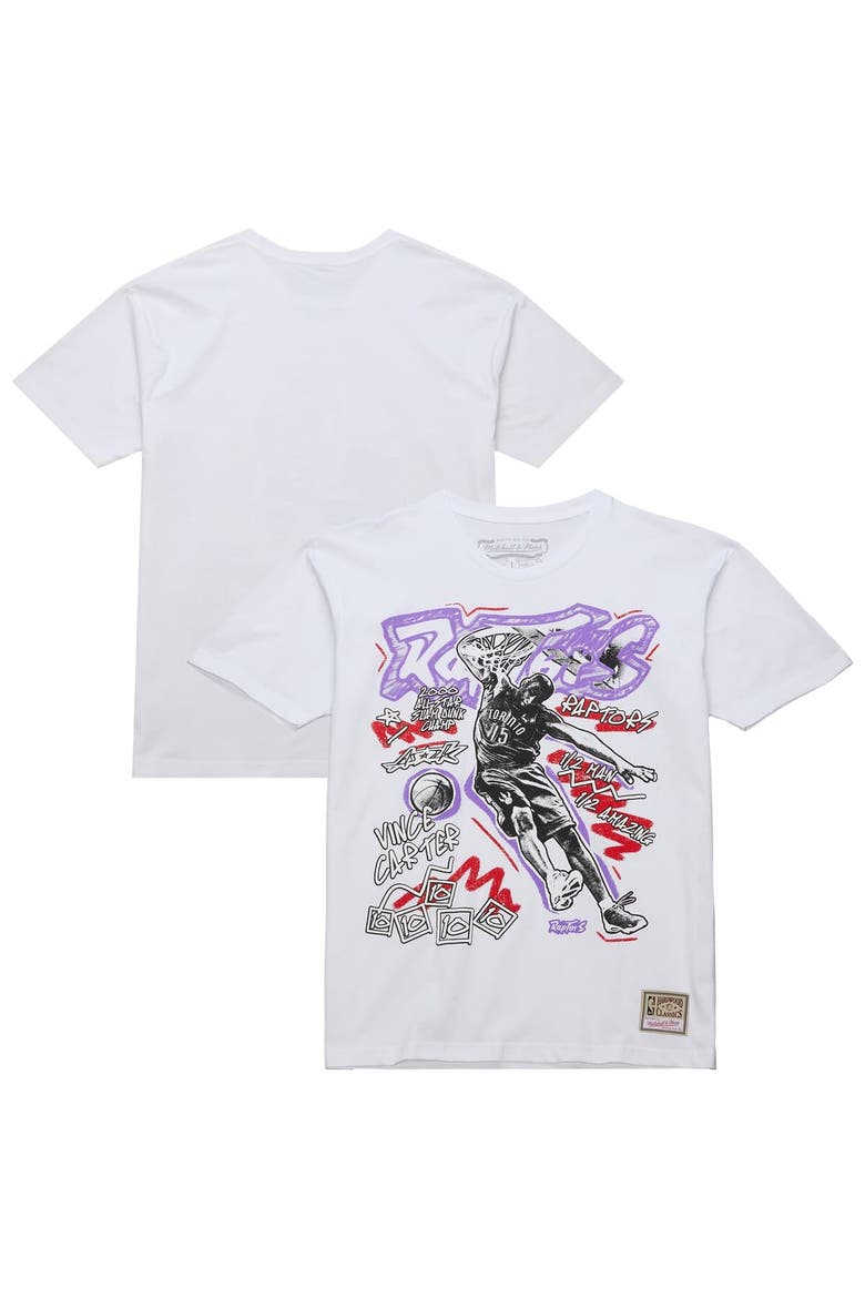 Men's Mitchell & Ness Vince Carter White Toronto Raptors Hardwood Classics Chalked Up T-Shirt, Main, color, White