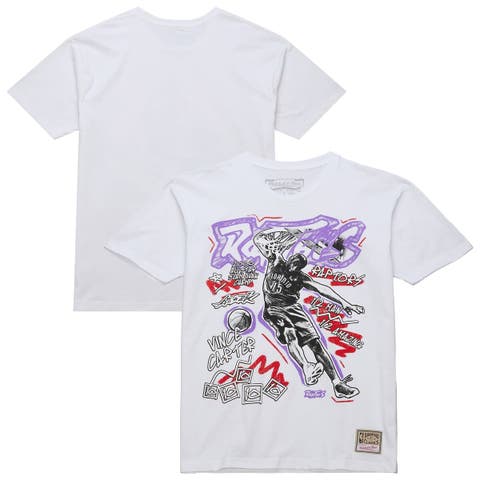 Men's Mitchell & Ness Vince Carter White Toronto Raptors Hardwood Classics Chalked Up T-Shirt