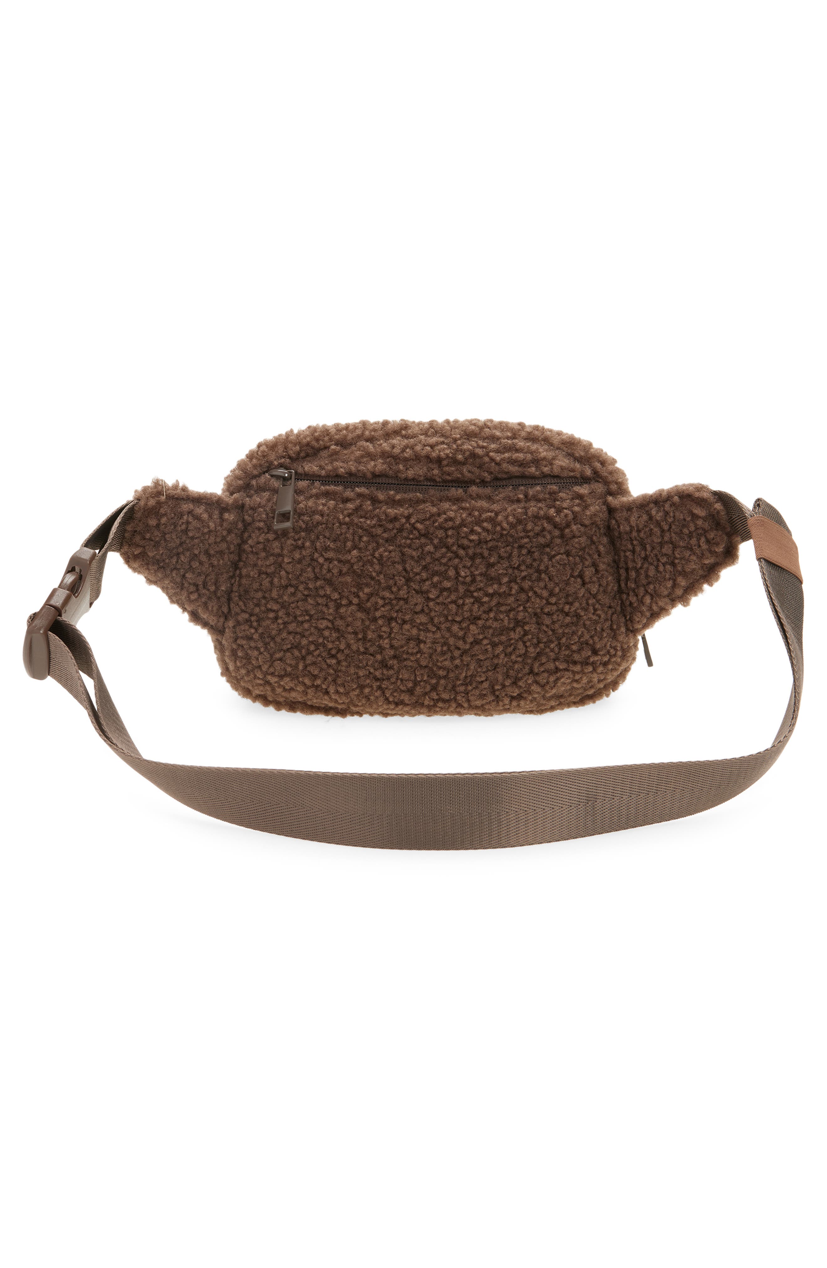 Zella Faux Shearling Crossbody, Alternate, color, Brown Mole