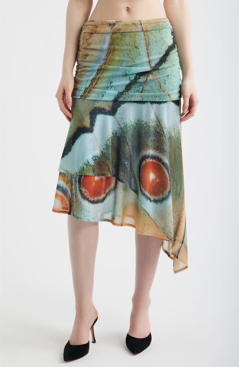 Feners Festa Print Asymmetric Hem Midi Skirt, Main, color, Marbre