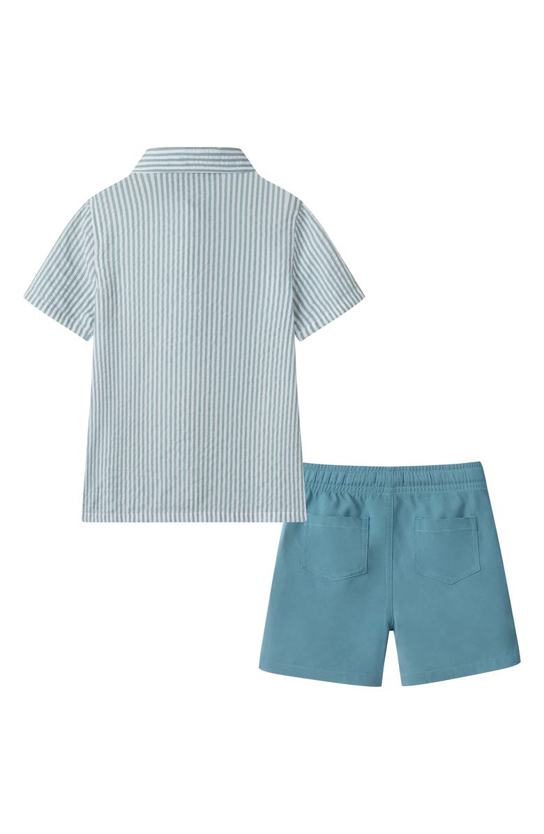 Andy & Evan Kids' Seersucker Shirt & Shorts Set, Alternate, color, Aqua