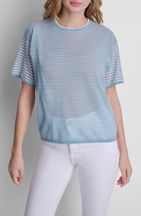 Stripe Short Sleeve Sweater