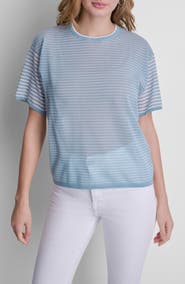 DKNY Stripe Short Sleeve Sweater