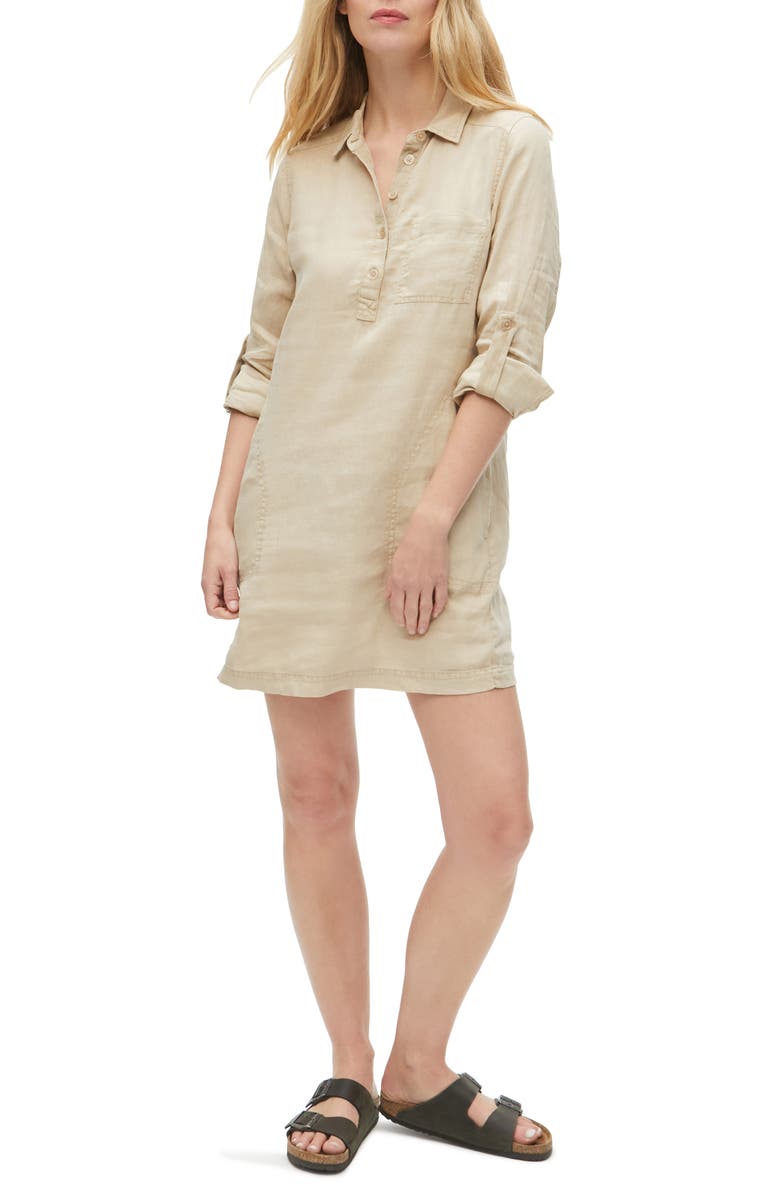 Michael Stars Eleanor Linen Shirtdress, Main, color, 