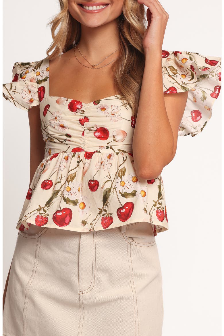 Lyric Ruffle Cotton Babydoll Top, Alternate, color, MON CHERI