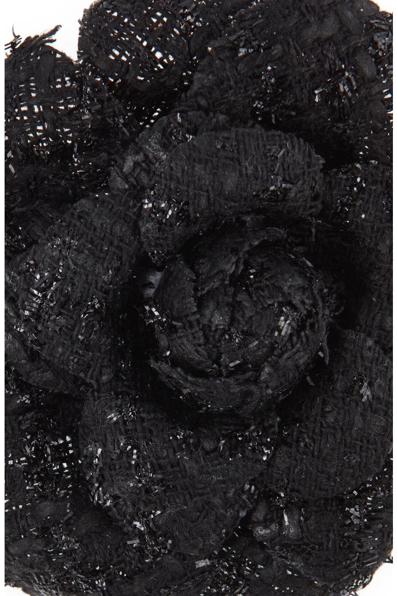 Flower Rosette Barrette, Alternate, color, BLACK