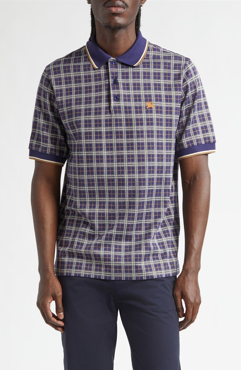Burberry Pelham Tipped Check Polo, Main, color, Pilot Blue Check
