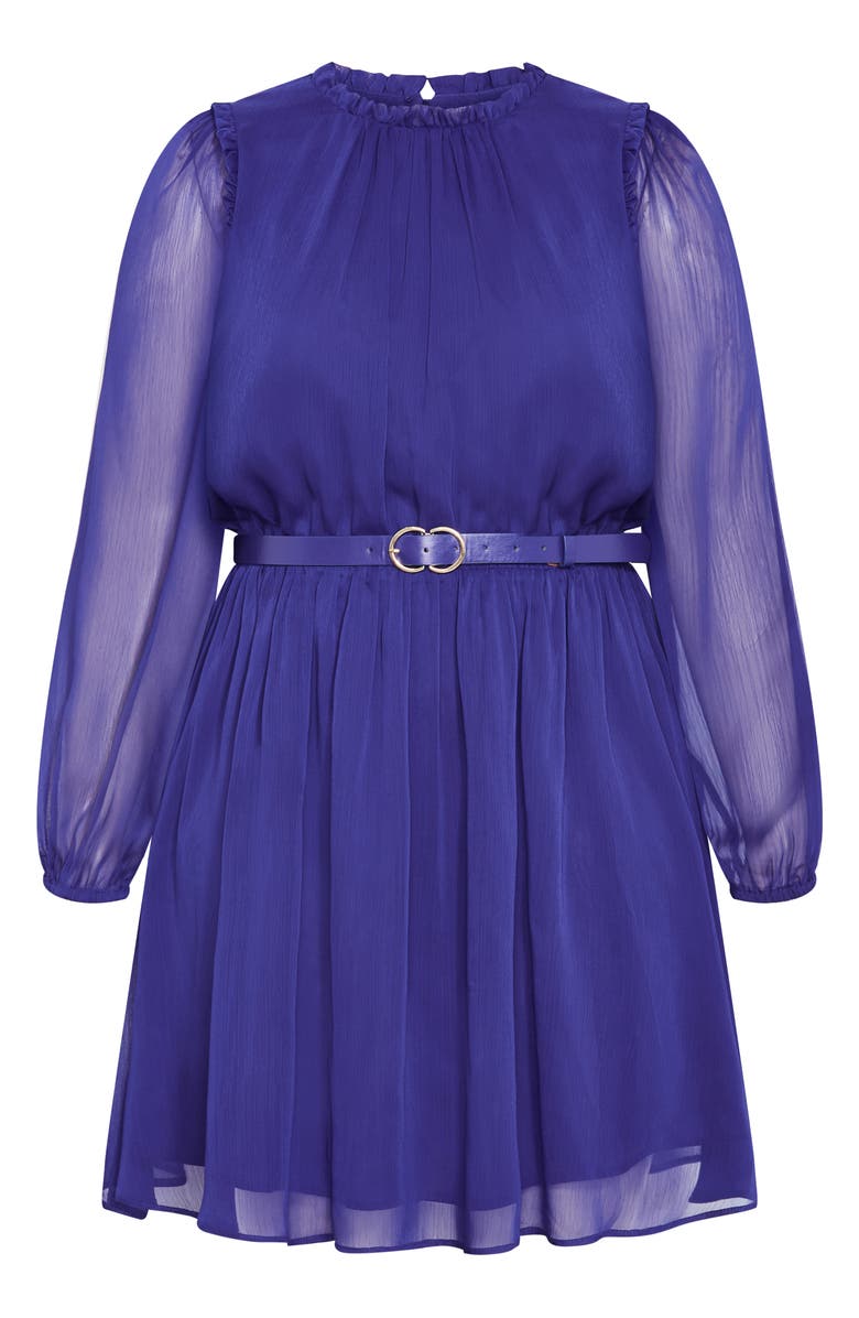 City Chic Madelynn Belted Long Sleeve Dress, Alternate, color, Lapis