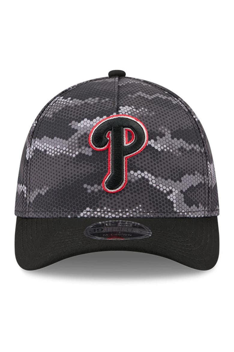 Men's New Era Black Philadelphia Phillies Camo 39THIRTY A-Frame Flex Hat, Alternate, color, Black