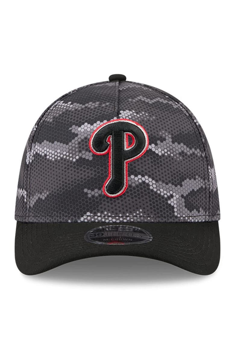 New Era Men's New Era Black Philadelphia Phillies Camo 39THIRTY A-Frame Flex Hat, Alternate, color, Black