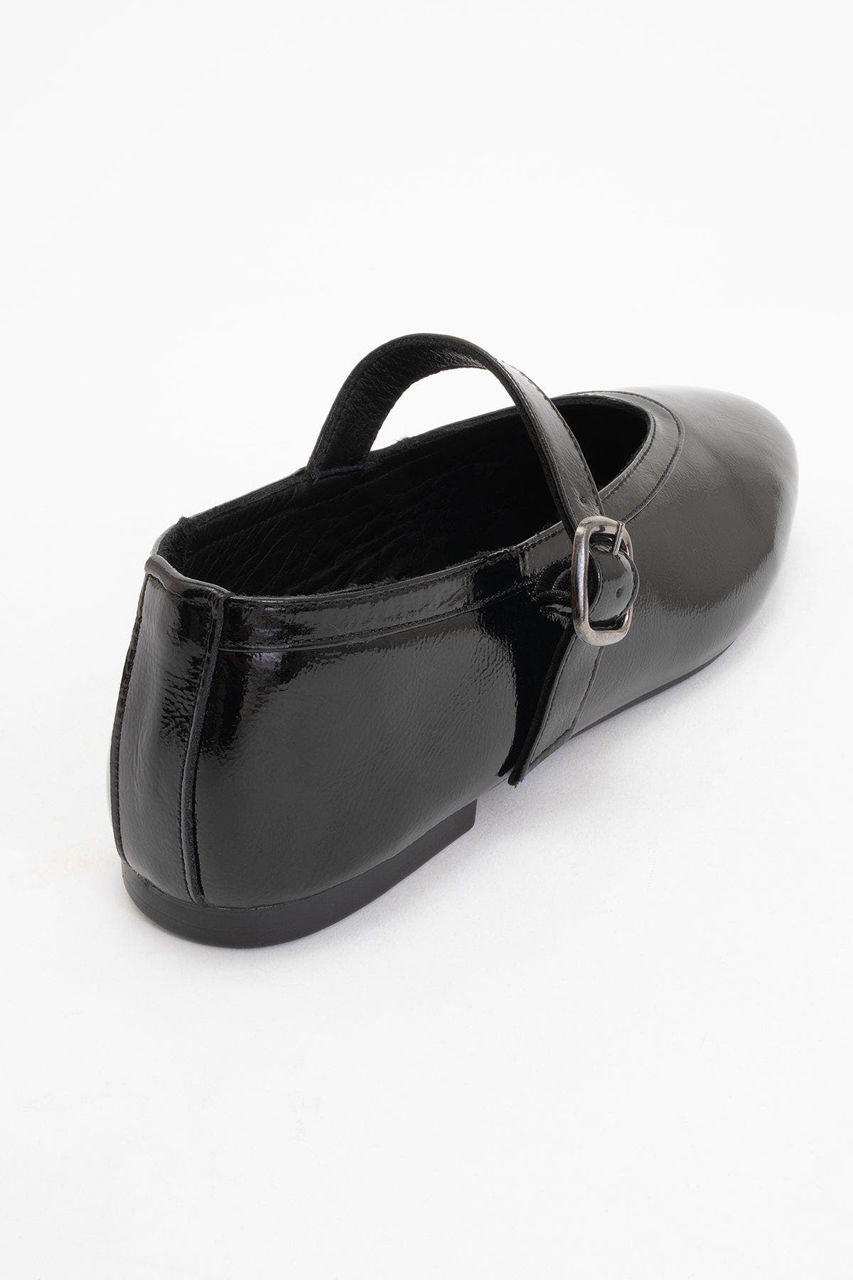 Forever & Always Shoes Matilda Leather Mary Jane Flats, Alternate, color, Black Patent Leather