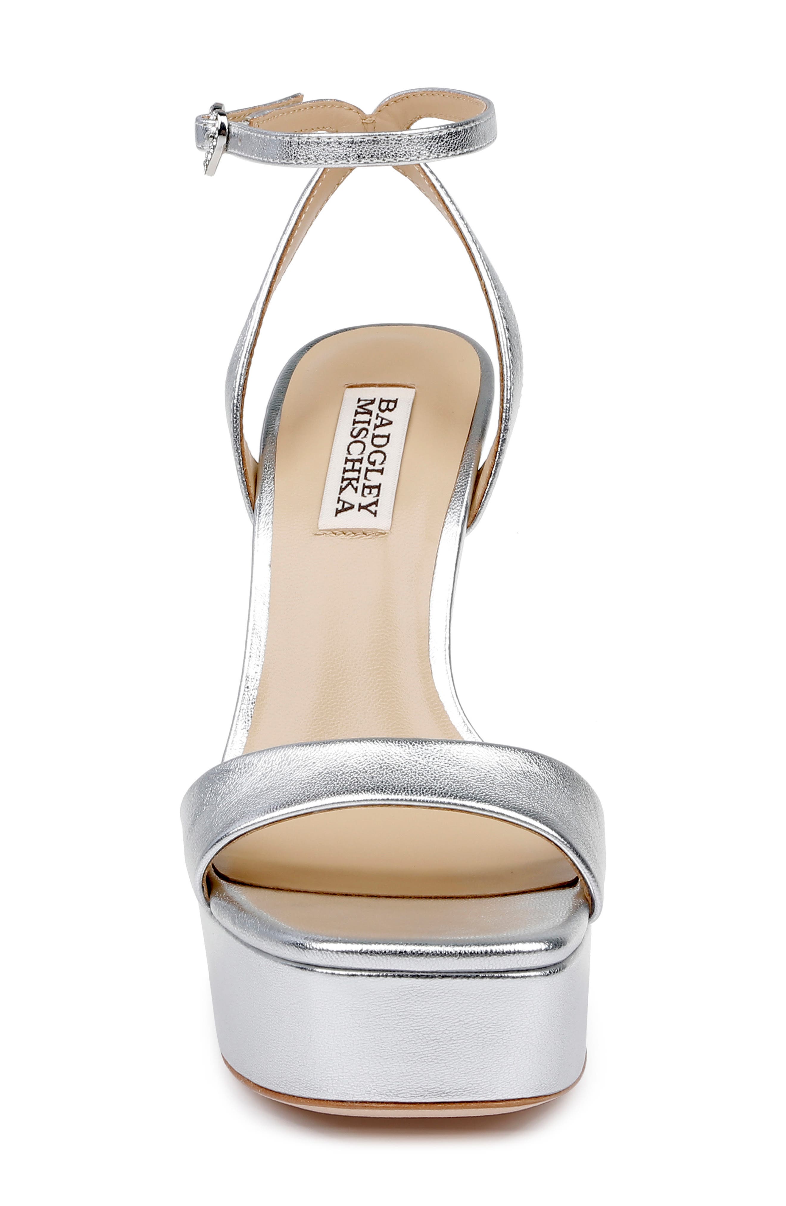 BADGLEY MISCHKA Caia Ankle Strap Platform Sandal, Alternate, color, Silverleat