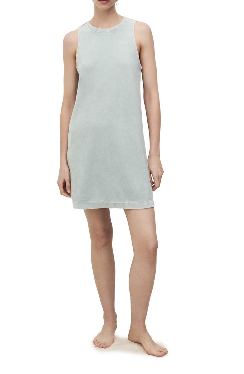 MANGO Overdyed Cotton Blend Terry Nightgown, Main, color, Mint Green