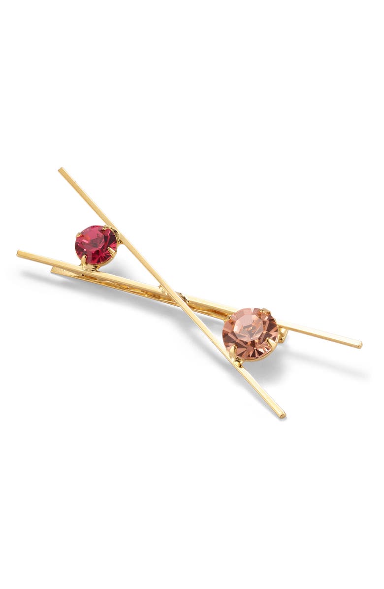 LELET NY Noho Crystal Bobby Pin, Main, color, Pink Multi