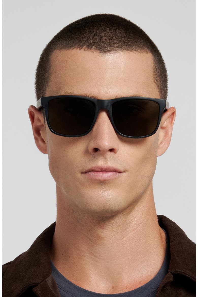 FOS 3187/G/S 57mm Rectangular Sunglasses, Alternate, color, SHINY BLACK/ BROWN
