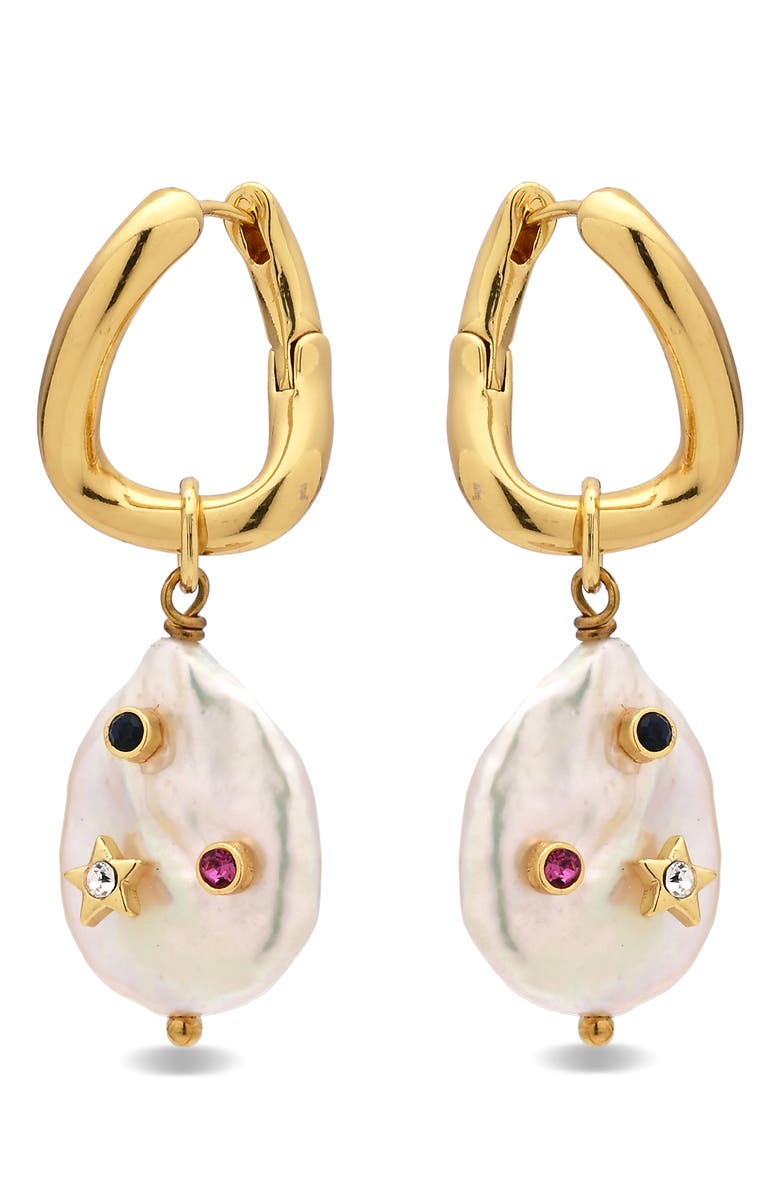 EYE CANDY LOS ANGELES Saskia Faux Pearl & Crystal Drop Earrings, Alternate, color, Gold