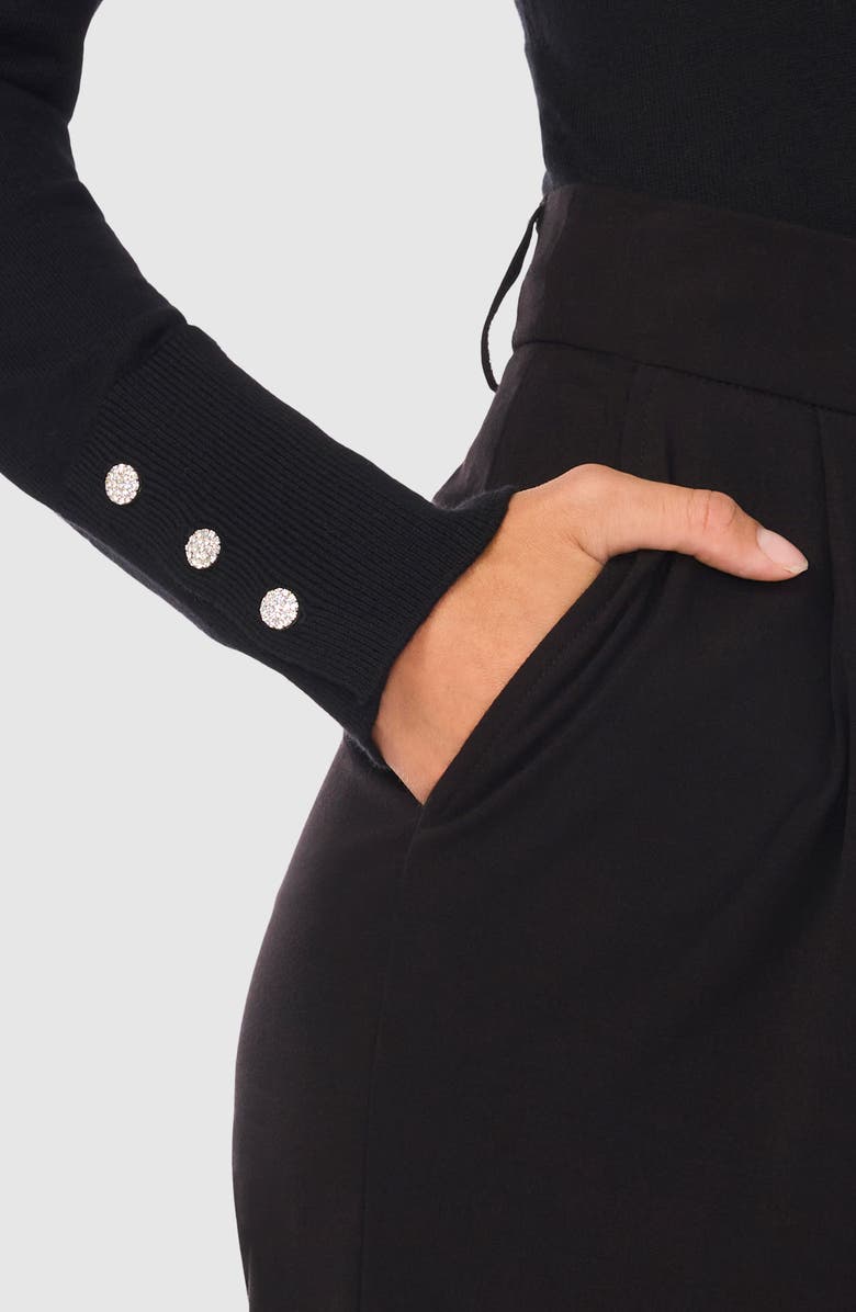 Halogen<sup>®</sup> Button Cuff Cotton Blend Sweater, Alternate, color, Rich Black 060