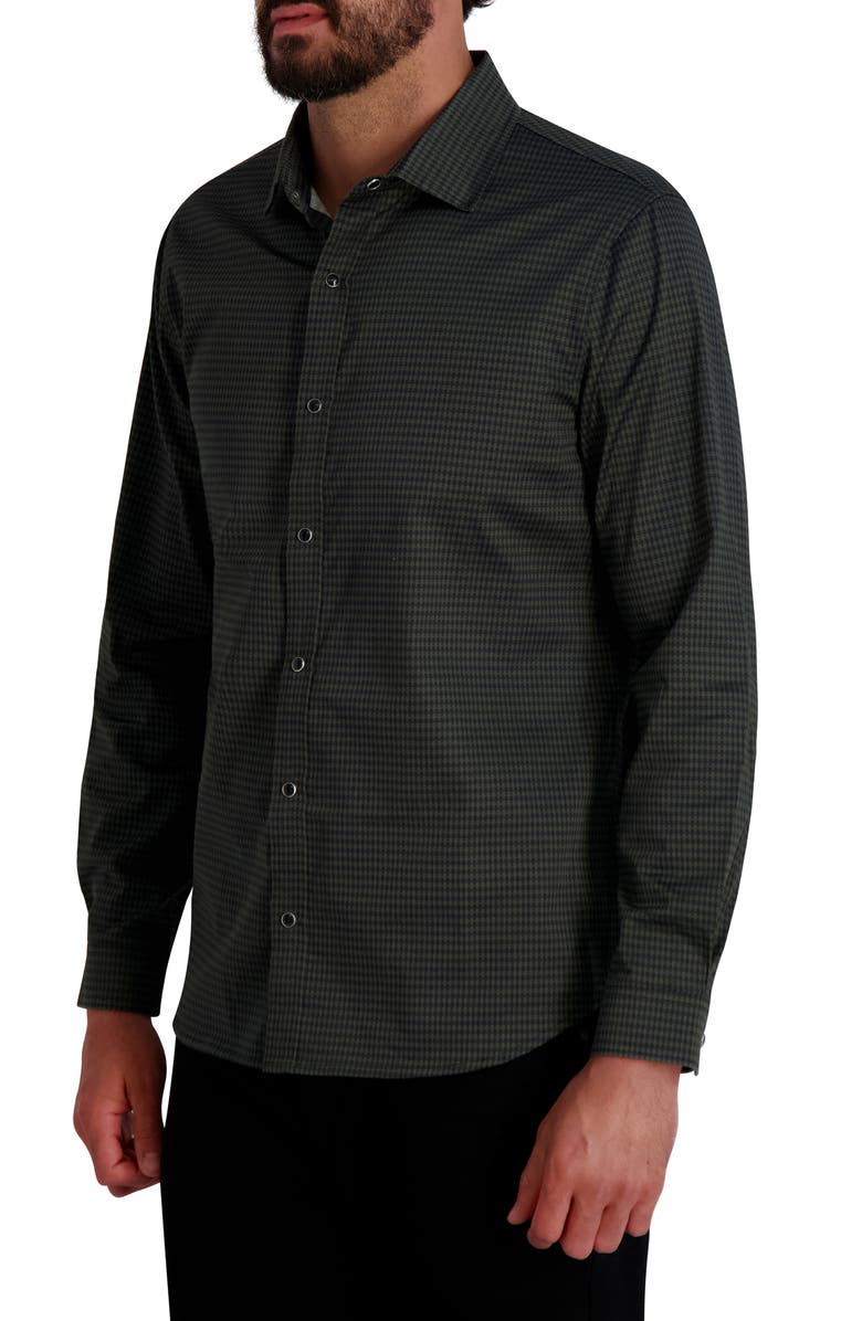 KARL LAGERFELD PARIS Karl Houndstooth Snap-Up Shirt, Alternate, color, Forest Green