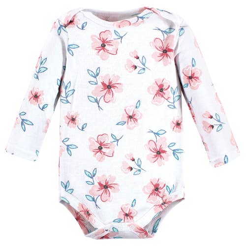 Hudson Baby Essential All-cotton Long-sleeve Bodysuit Triple Pack In Pink