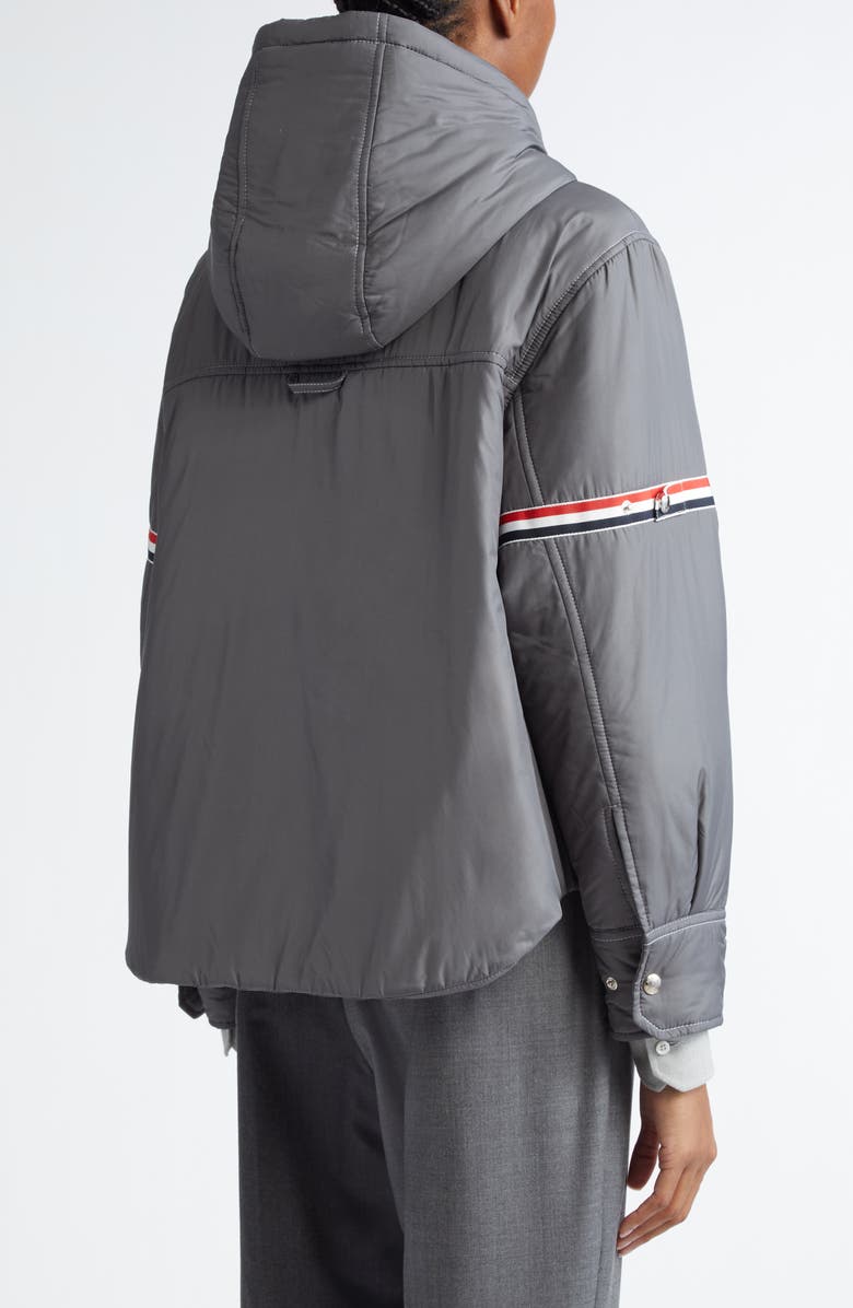 Thom Browne Tricolor Armband Down Hooded Jacket, Alternate, color, 