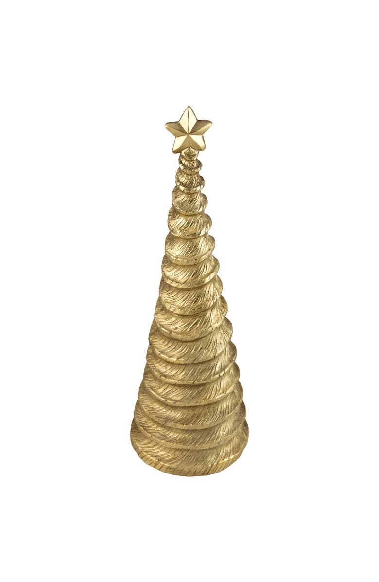Northlight Metallic Swirling Spirals Tabletop Tree with Star Christmas Decoration - 13.5" - Gold, Alternate, color, Gold