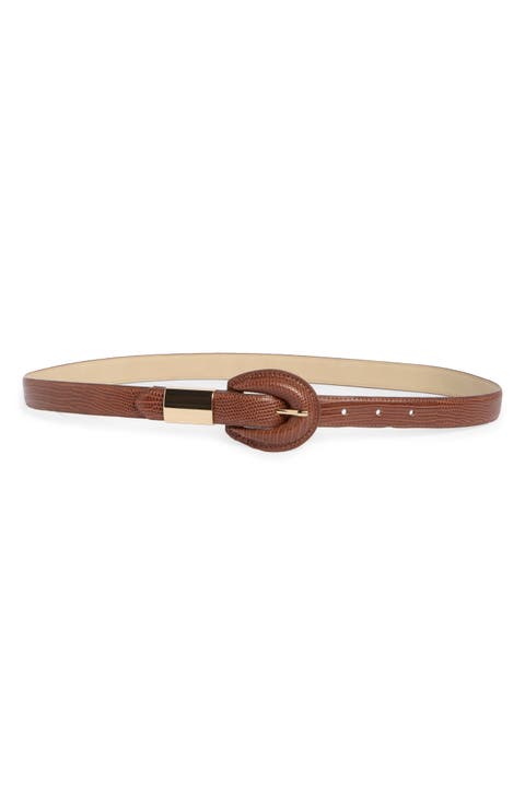 Croc Embossed Faux Leather Belt