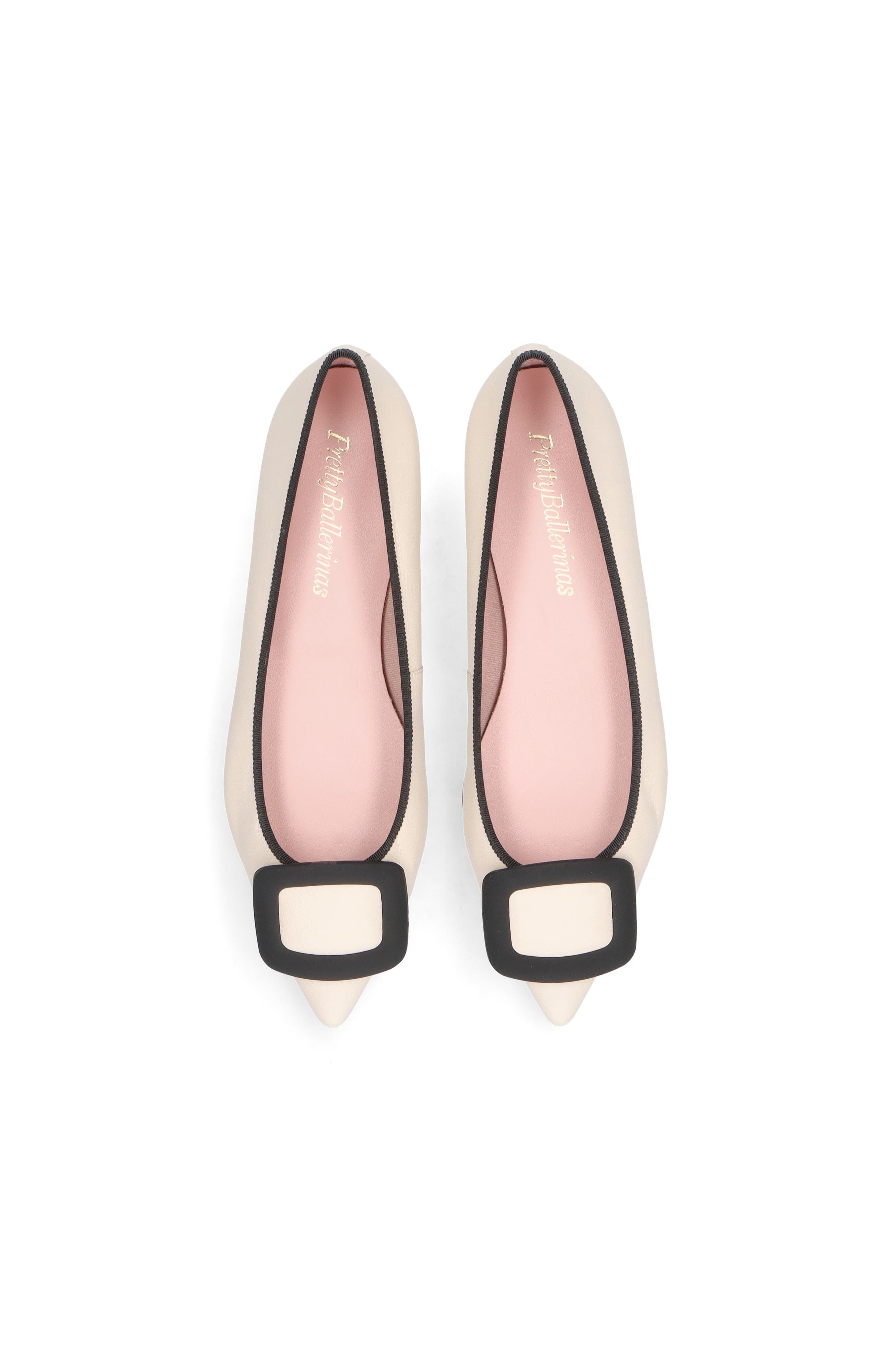 Pretty Ballerinas Pointed Toe Buckle Flat, Main, color, Ivory