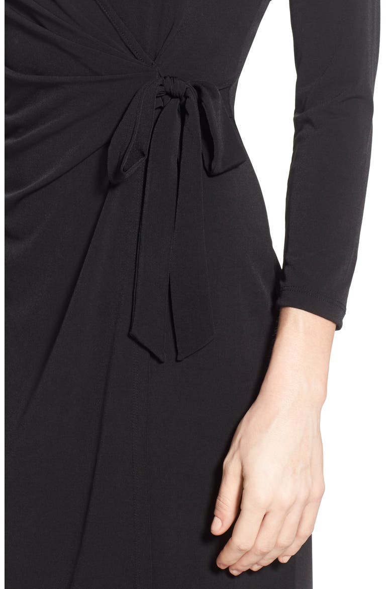 Faux Wrap Jersey Dress, Alternate, color, BLACK
