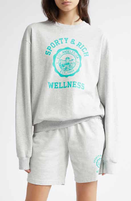 Sporty & Rich Emblem Crewneck Cotton Blend Sweatshirt