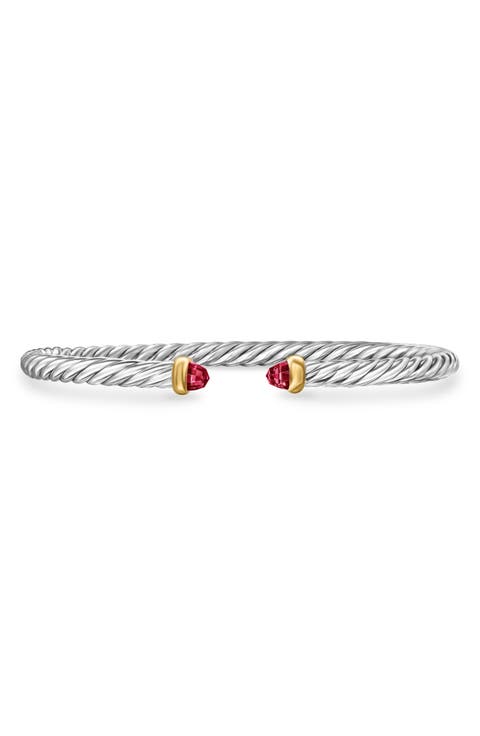 Cable Flex Bracelet in Sterling Silver with 14K Yellow Gold, 4mm