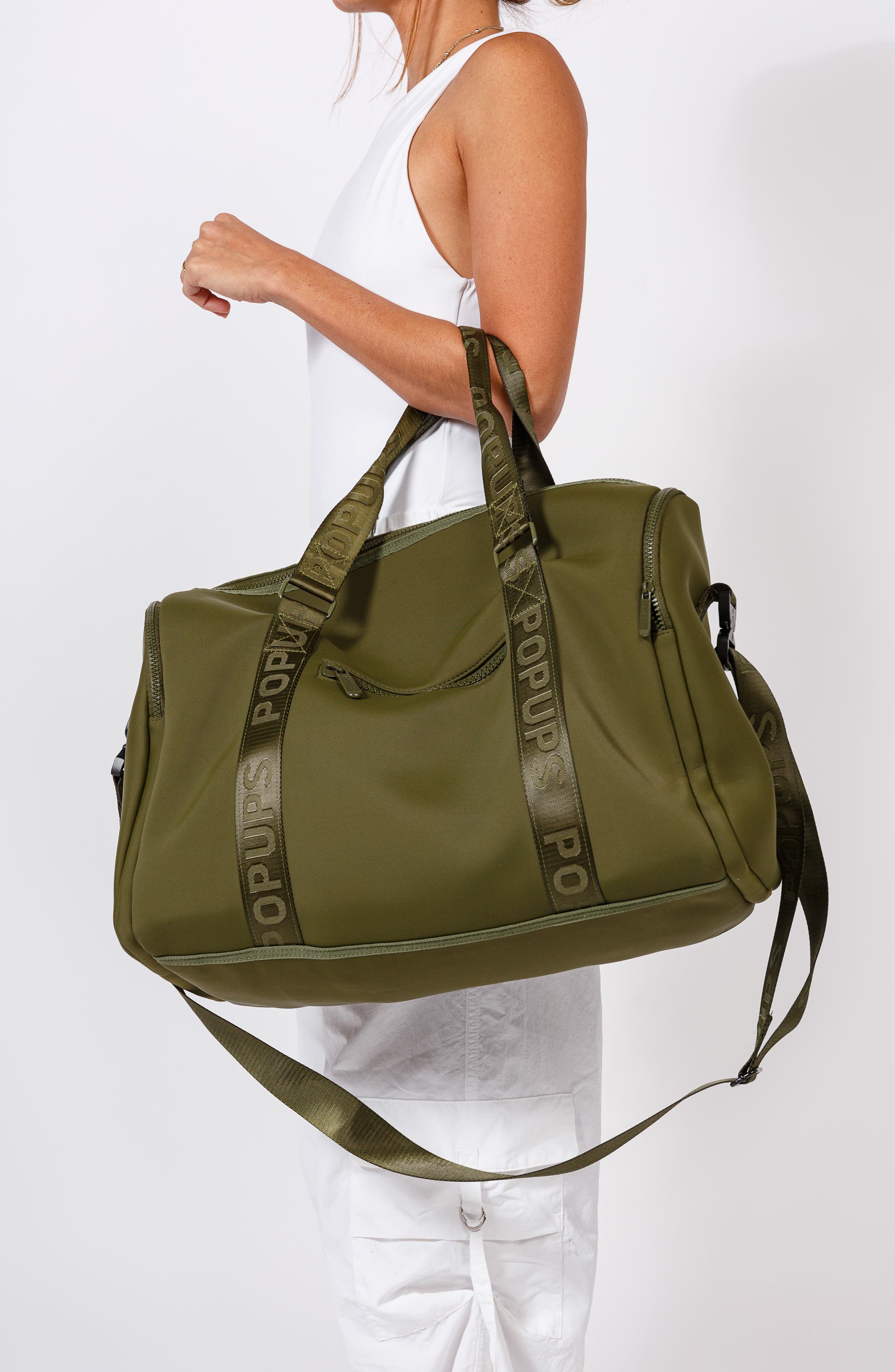 Weekend Neoprene Duffel Bag, Alternate, color, GREEN