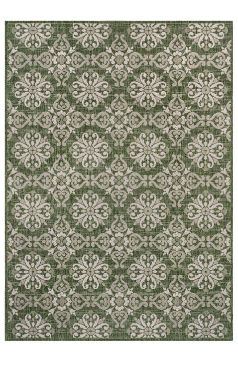 Amora Traditional Mediterranean Tile Design Indoor/Outdoor Area Rug