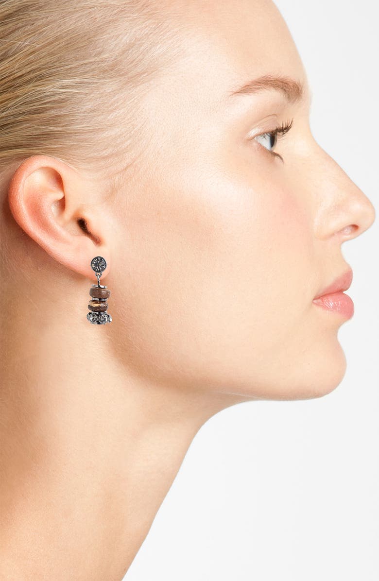 Givenchy Wood & Crystal Drop Earrings, Alternate, color,