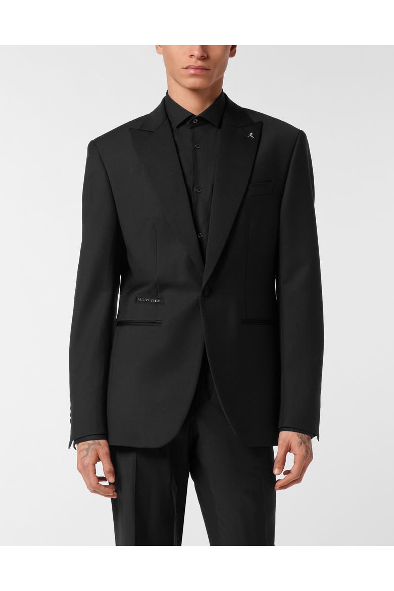 One-Button Blazer Slim Fit Teddy Men, Main, color, black