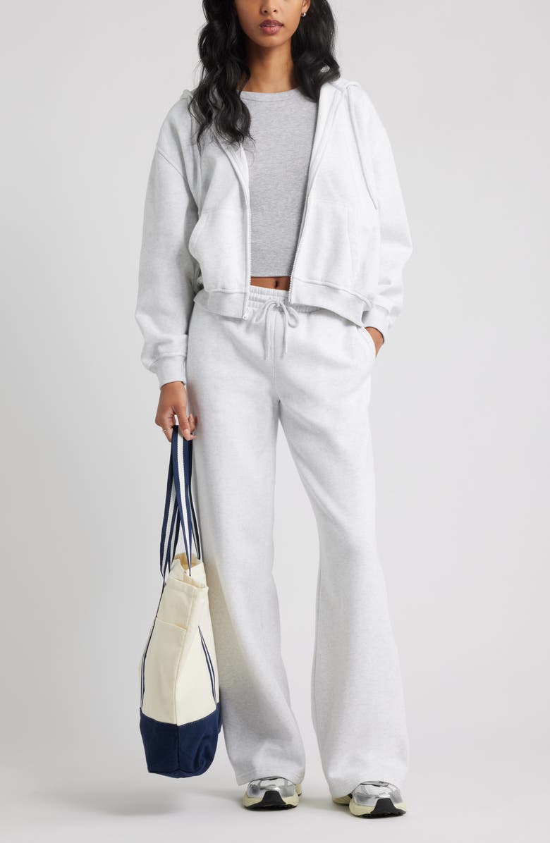 BP. Relaxed Cotton Blend Zip Hoodie, Alternate, color, Grey Fog Heather