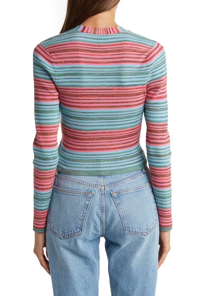 Milana Crop Henley T-Shirt, Alternate, color, MULTICOLOR SPACE DYE