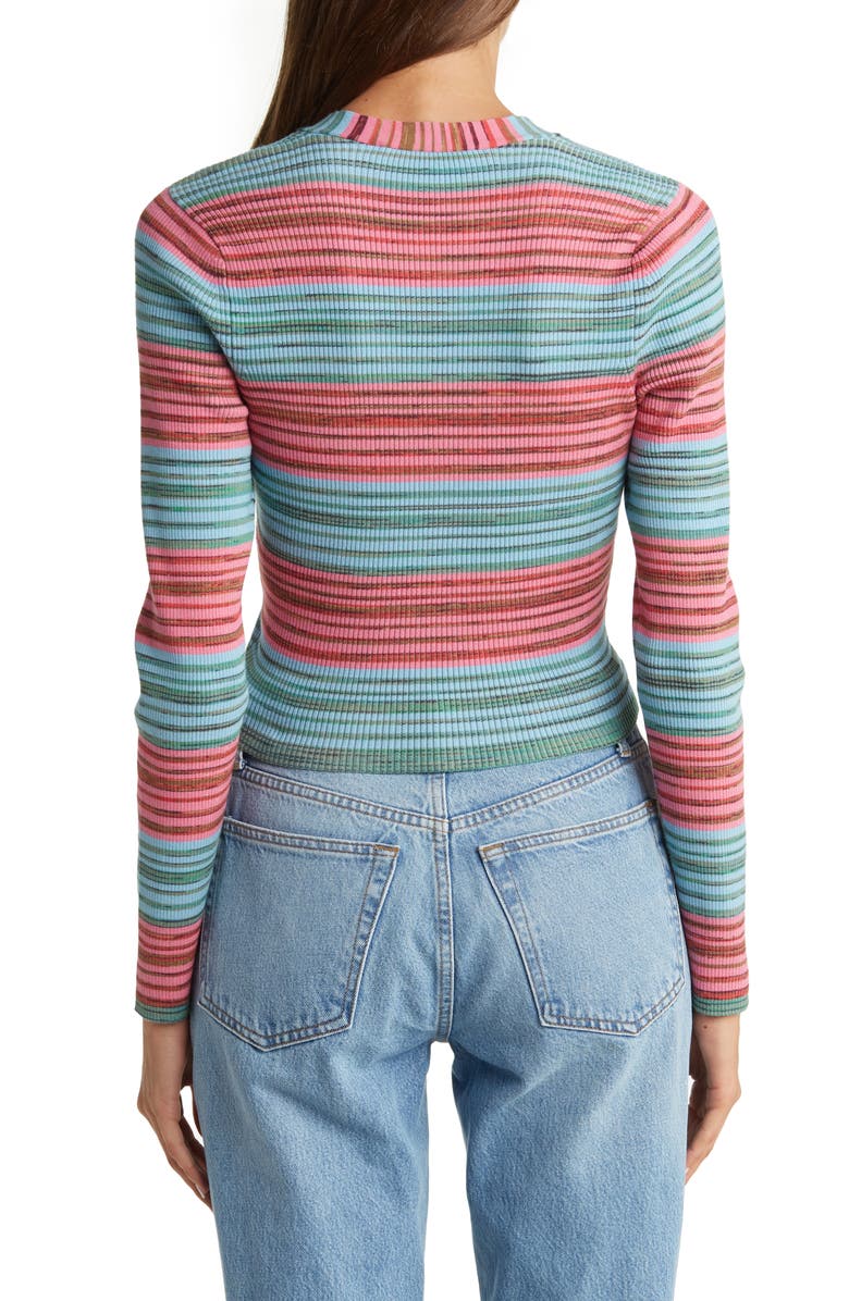 Derek Lam 10 Crosby Milana Crop Henley T-Shirt, Alternate, color, Multicolor Space Dye