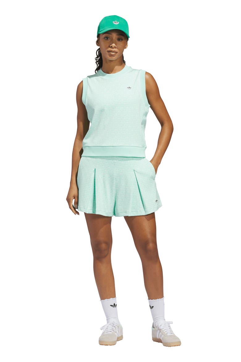 Allover Trefoil Skort, Alternate, color, CLEAR MINT/ CHALK WHITE