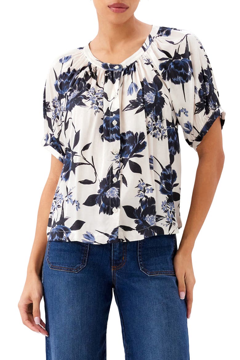 Floral Print Top, Main, color, BLUE PRINT
