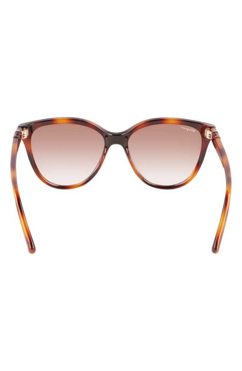 FERRAGAMO 57mm Gradient Cat Eye Sunglasses, Alternate, color, Tortoise