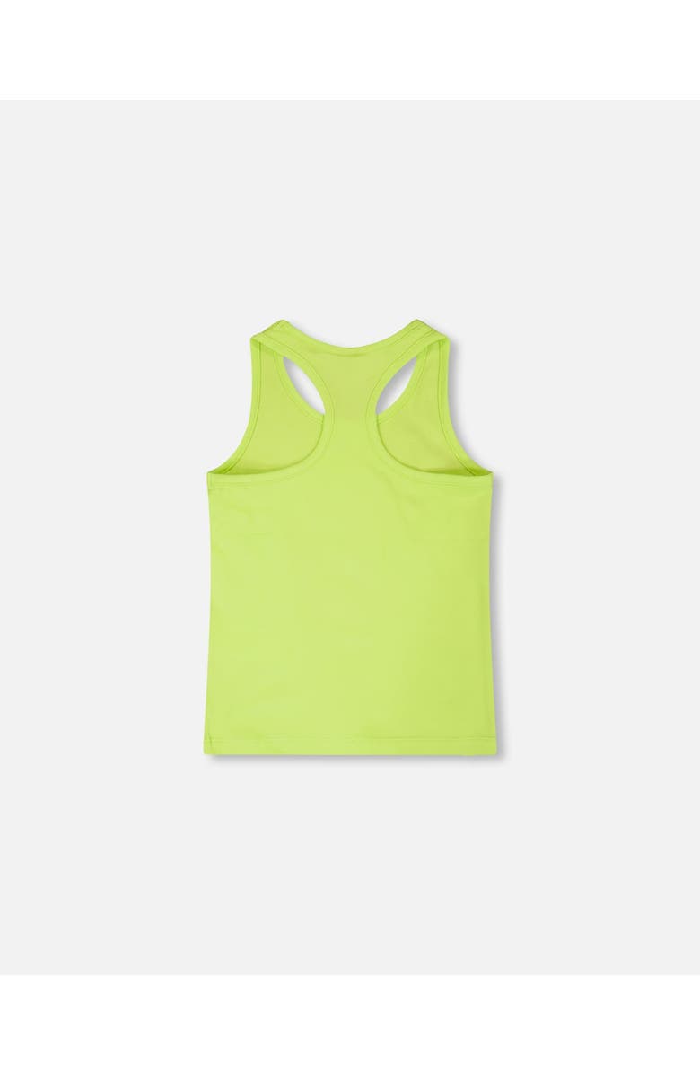 Deux par Deux Organic Cotton Jersey Screen Tropical Sleeveless Tank Top, Alternate, color, Lime Green