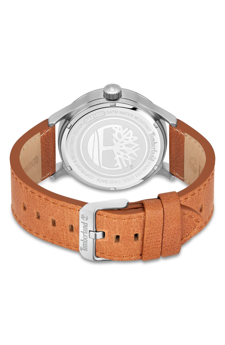 Timberland Trumbull Leather Strap Watch, 45mm, Alternate, color,