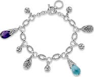 SAMUEL B. Sterling Silver Semiprecious Stone Charm Toggle Bracelet
